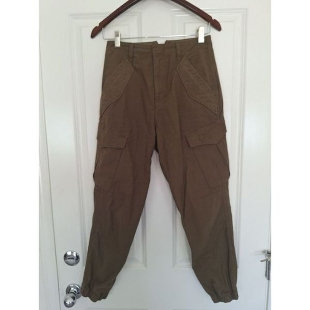 Rag & Bone Cotton High Rise‎ Cargo Pocket Jogger Pants Camo Green 24
